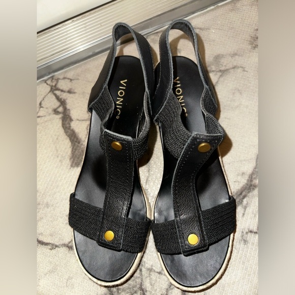 Vionic women’s Calera Espadrille Wedge Sandal black 10 vacation spring summer - Picture 2 of 9